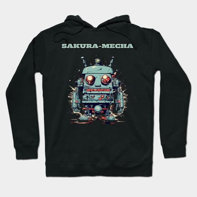 Futuristic Funny Robots Sakura-Mecha Hoodie by FrogandFog